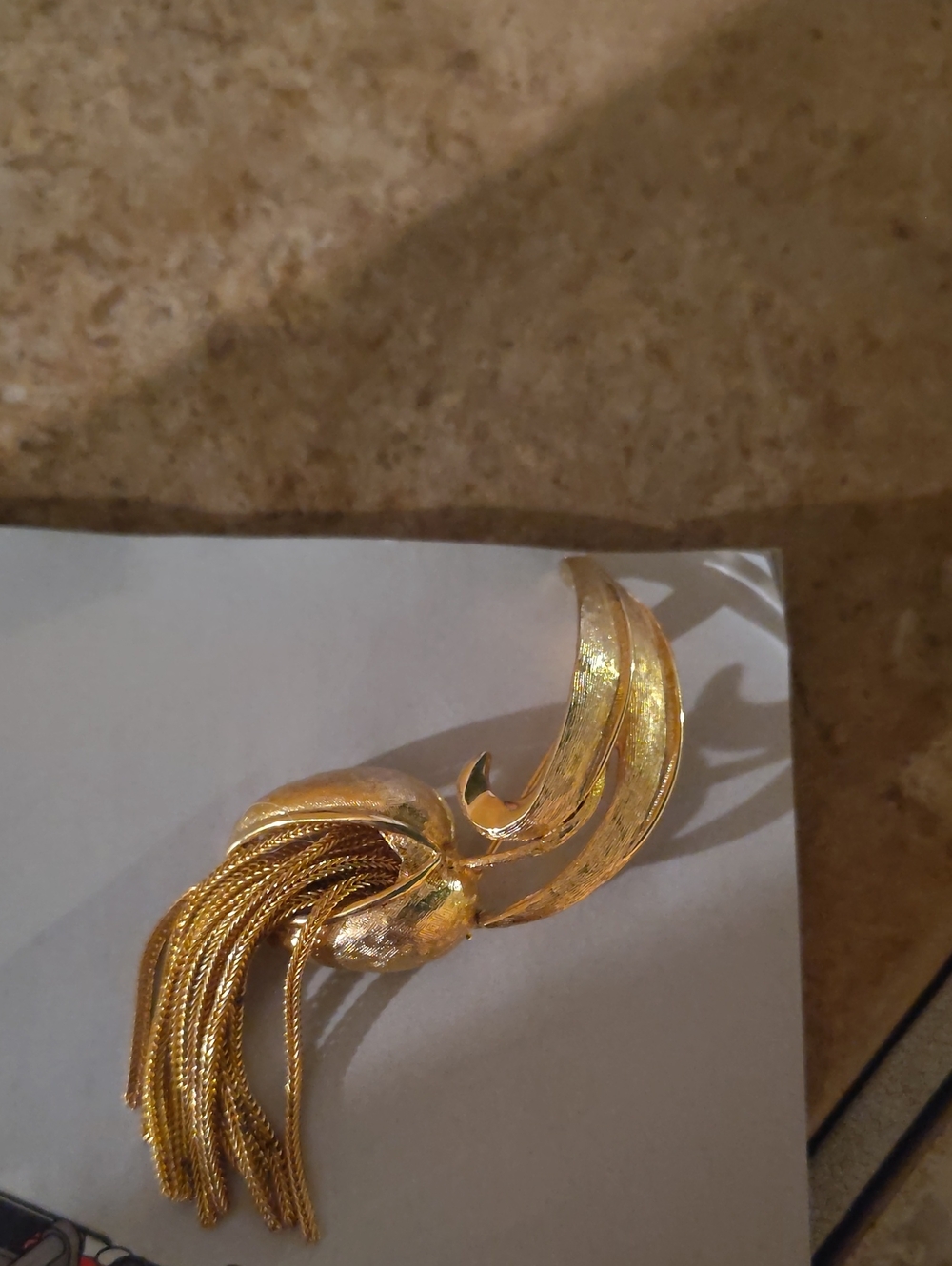 Gold-Tone Tassel Statement Brooch - Elegant Women’s Jewelry